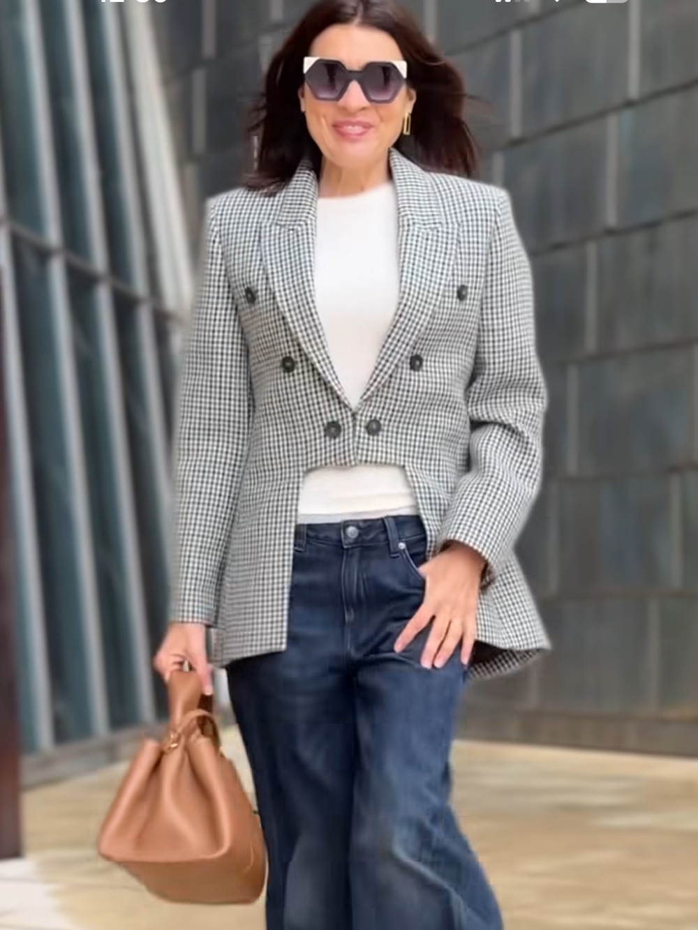 ZARA ZW COLLECTION LIMITED EDITION ASYMMETRIC CHECK‎ WOOL BLAZER